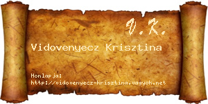 Vidovenyecz Krisztina névjegykártya